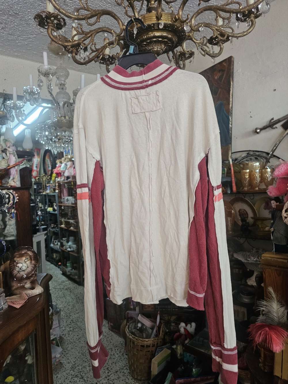 We The Free Two-Tone Long Sleeve Pullover Top - Cream & Burgundy